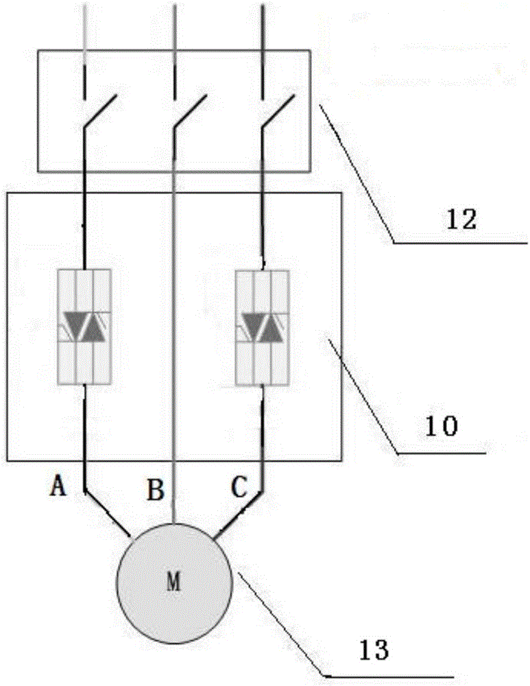 使用兩相晶閘管控制三相電機(jī)的軟起動(dòng)器及控制方法與流程