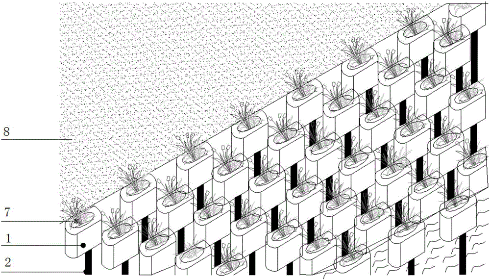 一種柱列式層疊排列生態(tài)護(hù)岸的制作方法與工藝