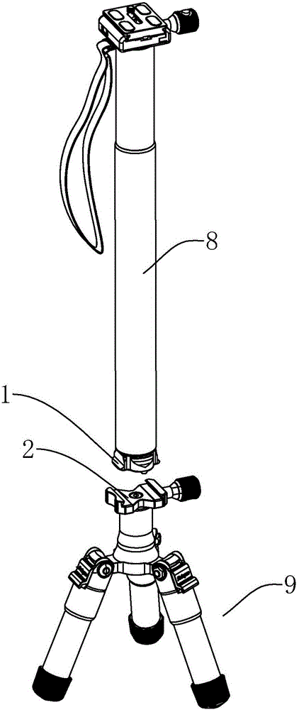 独脚架与三脚架的快速连接装置的制作方法