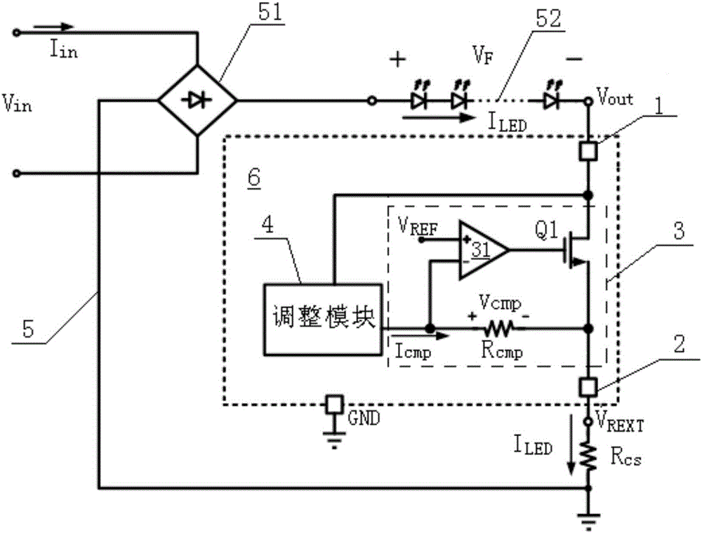 具有功率補償功能的LED驅(qū)動芯片及其電路系統(tǒng)的制作方法與工藝