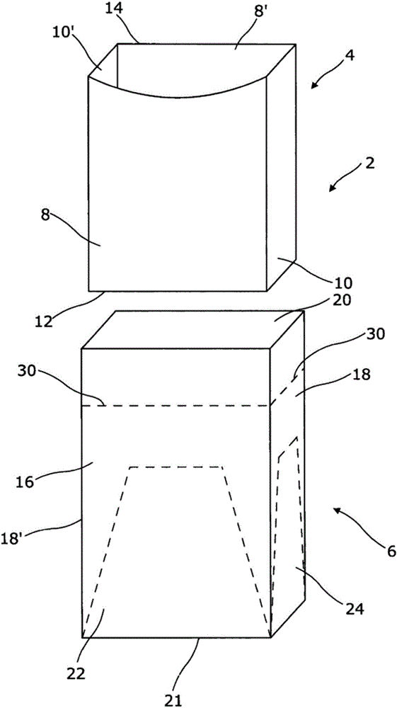 包括内容器和外容器的包装组件、其制造方法、用其储存/展示产品的方法以及用于形成其外容器的坯件与制造工艺