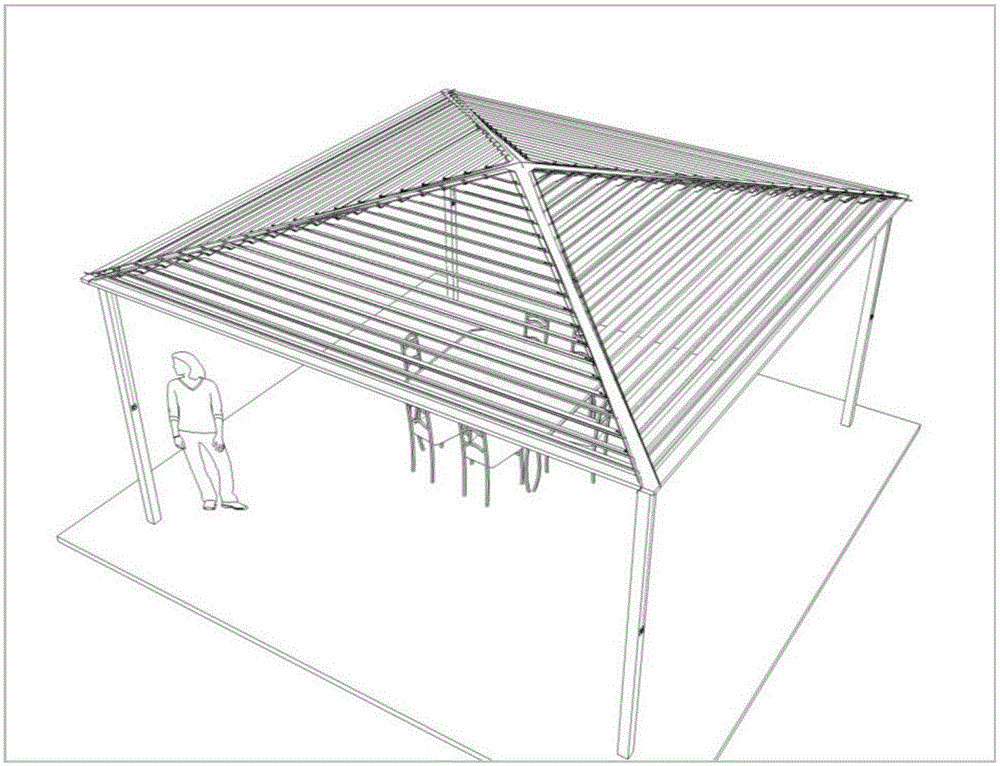 一种具有活动式屋顶的景观四角亭的制作方法