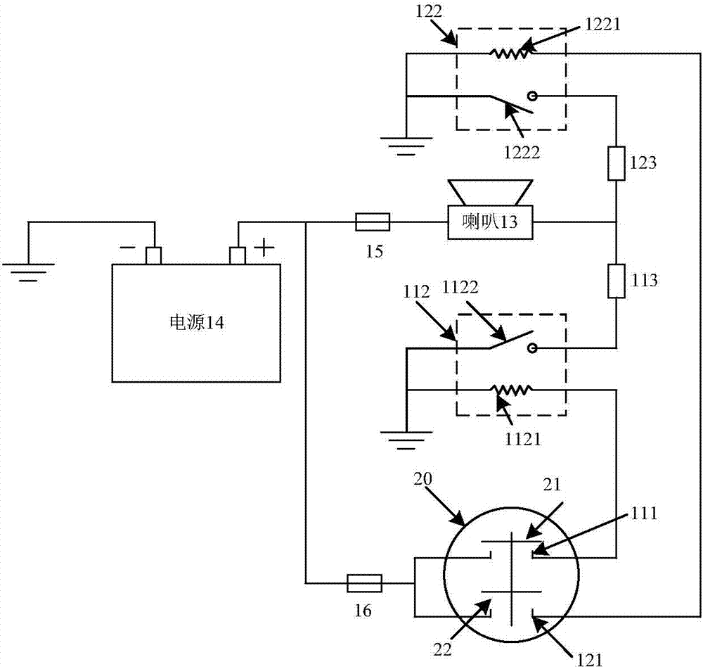 喇叭控制电路,喇叭控制装置及车辆的制作方法