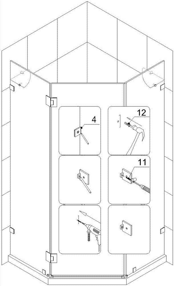 钻石形两固一活转角拉杆淋浴屏的制作方法