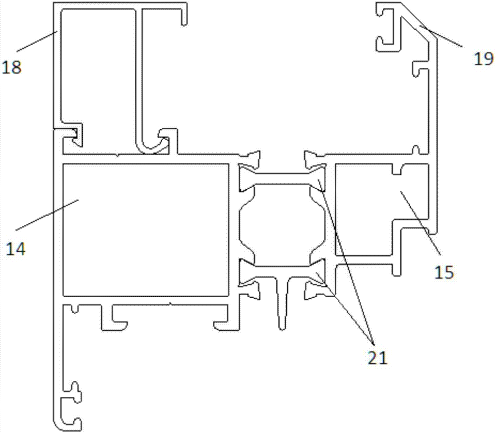 背景技术:以往的铝合金窗框型材一般仅限于内框料与外框料的组合,直接