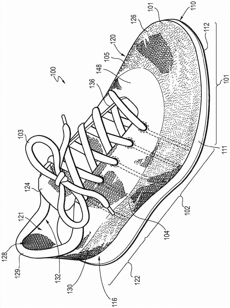具有带熔融区域的针织部件的用于鞋类物品的鞋面的制作方法