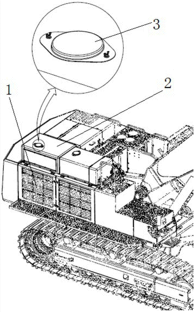 挖掘机冷却液维护口的防护盖安装结构的制作方法