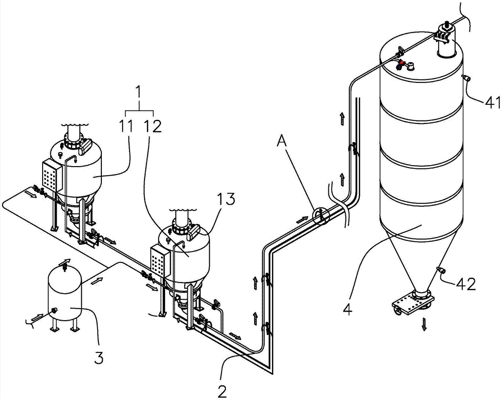 双仓泵单根管道不间断连续式输送系统的制作方法