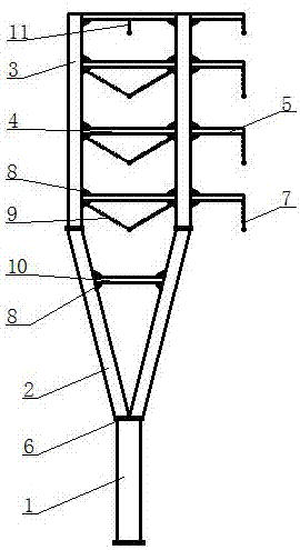一种输电线路羊叉型单侧双回路杆的制作方法