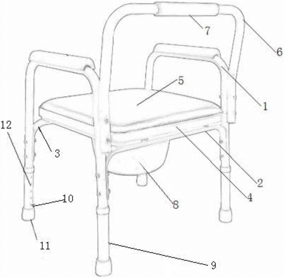 侧拉式铝合金坐便椅的制作方法