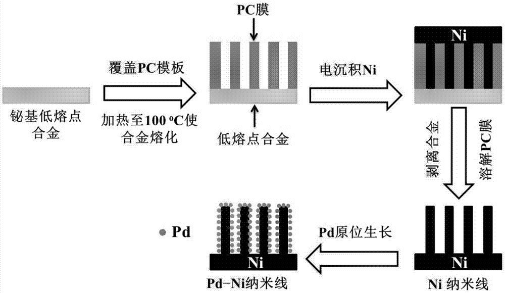 催化过氧化氢电还原的三维Pd-Ni纳米线阵列催化剂的制备方法与流程