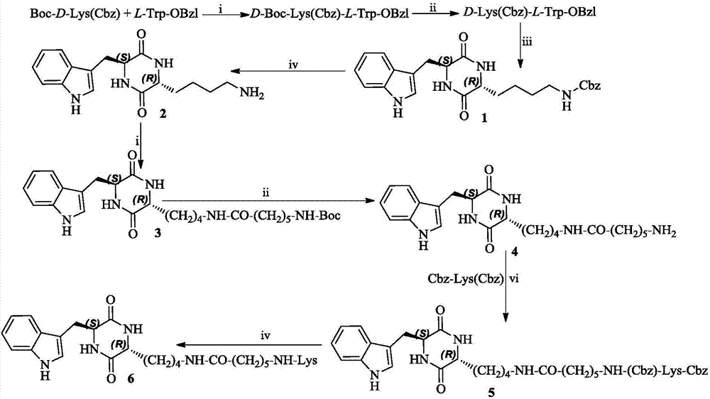 3R-吲哚甲基-6S-Lys修饰的哌嗪-2,5-二酮，其合成，活性和应用的制作方法