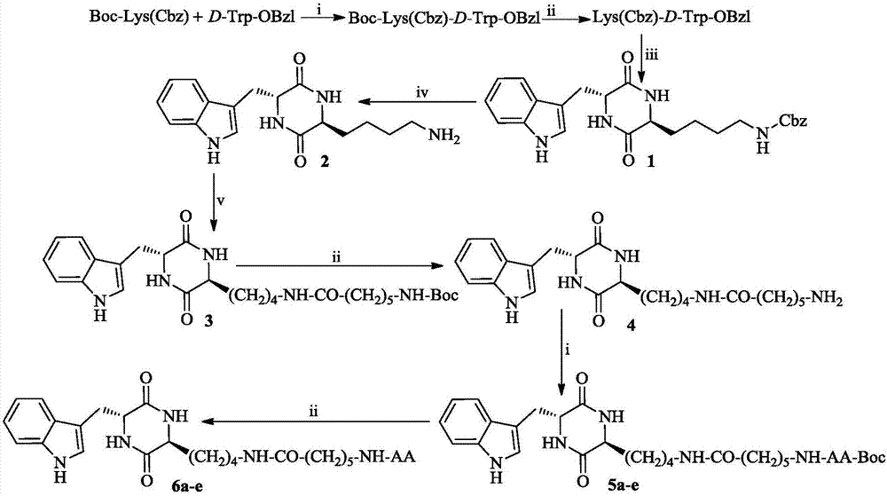3S-吲哚甲基-6R-极性氨基酸修饰的哌嗪-2,5-二酮，其合成，活性和应用的制作方法