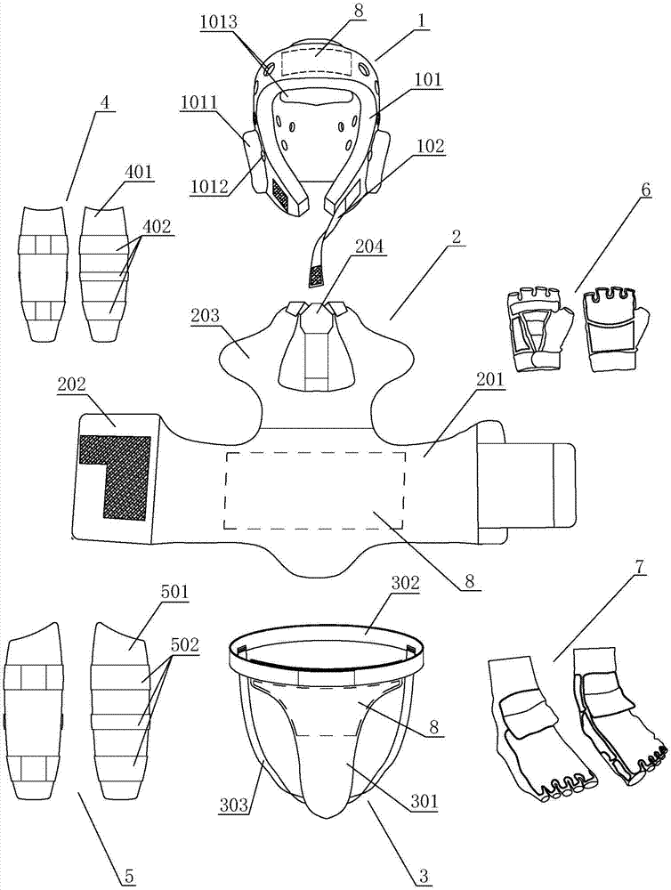 一种跆拳道电子护具套装的制作方法