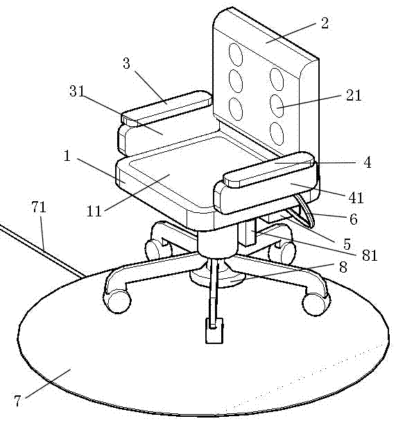 一种带有无线充电装置的按摩办公椅的制作方法
