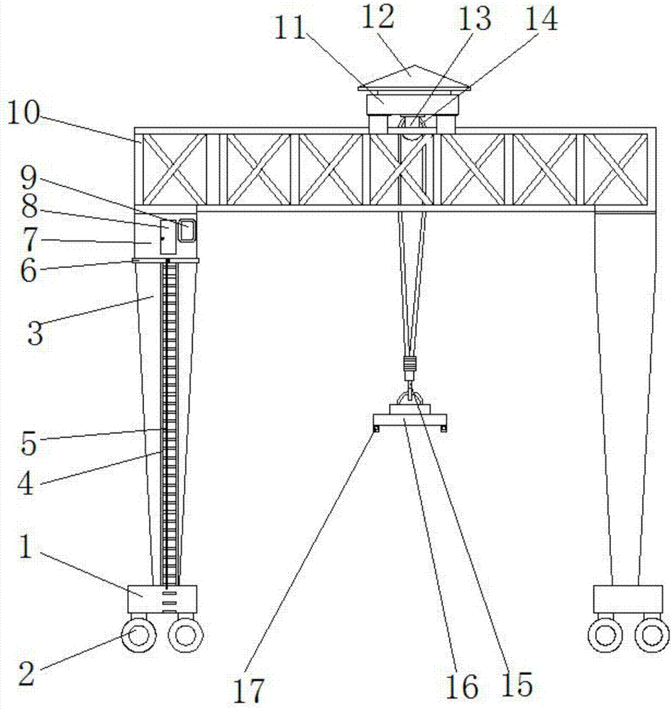 一种装有固定夹具的绗架结构吊机的制作方法