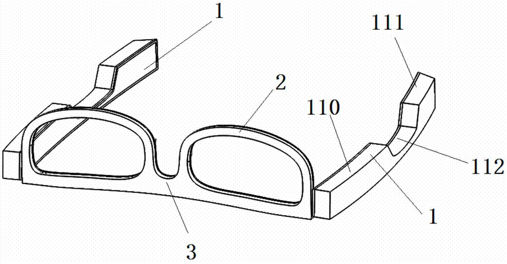 离子脉冲治疗眼镜中电子元器件的隐蔽式安装结构的制作方法