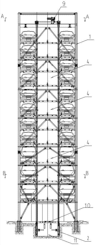 一种带有横移驱动机构的垂直升降车库的制作方法