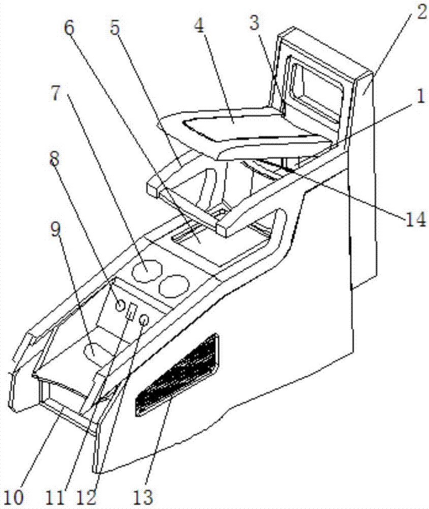 一种汽车内部带有隐藏冰箱多功能前中扶手的制作方法
