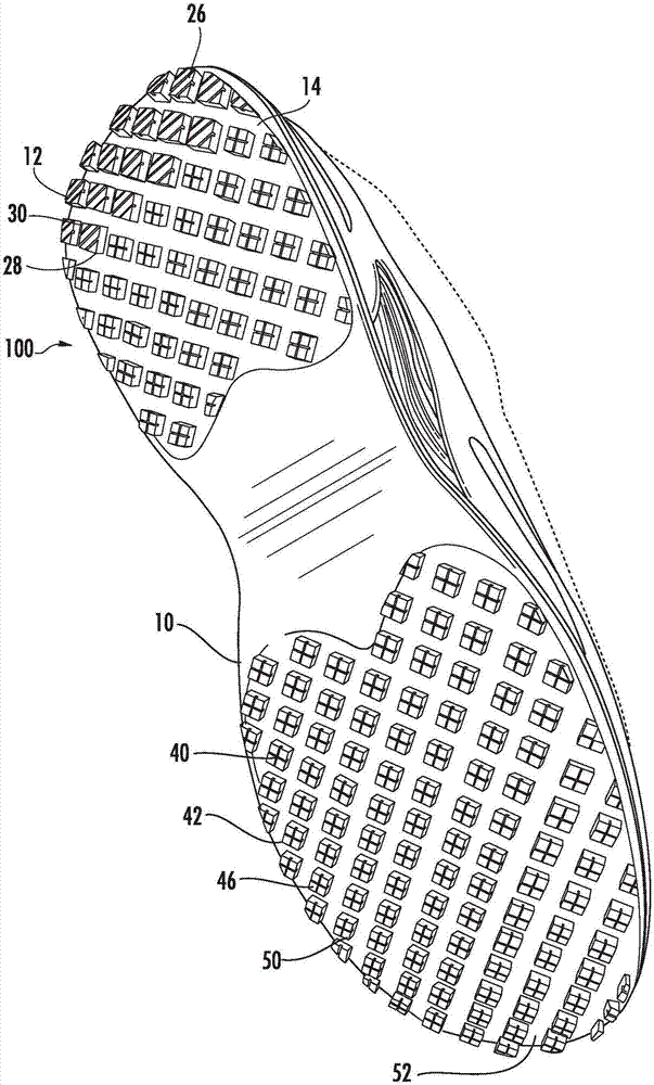 防滑鞋的鞋底面花纹组合的制作方法