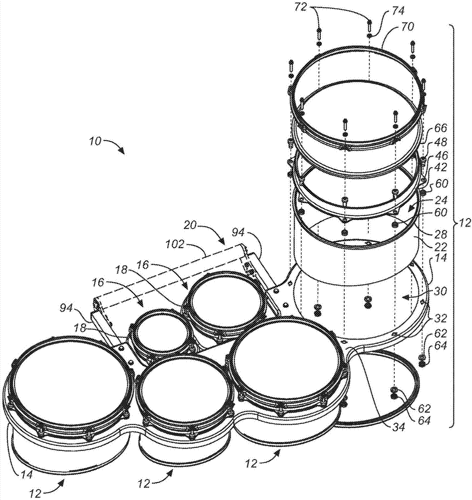 具有整件式多鼓安装框架的行进中鼓组件的制作方法