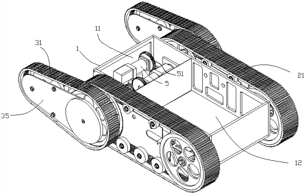 一种双驱双臂、同心四轴小型矿用机器人履带式移动平台的制作方法