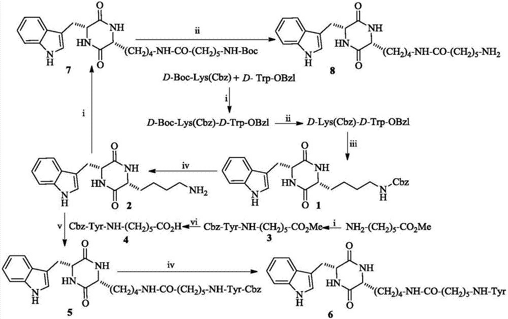 3R-吲哚甲基-6R-Tyr修饰的哌嗪-2,5-二酮，其合成，活性和应用的制作方法