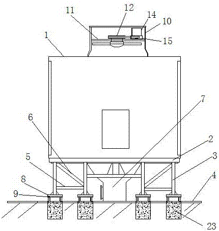 一种超低噪声横流式冷却塔的安装结构的制作方法