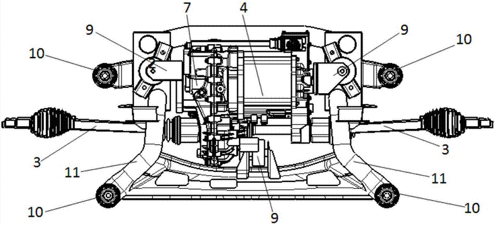 混合动力汽车电动后驱动力装置布置结构的制作方法