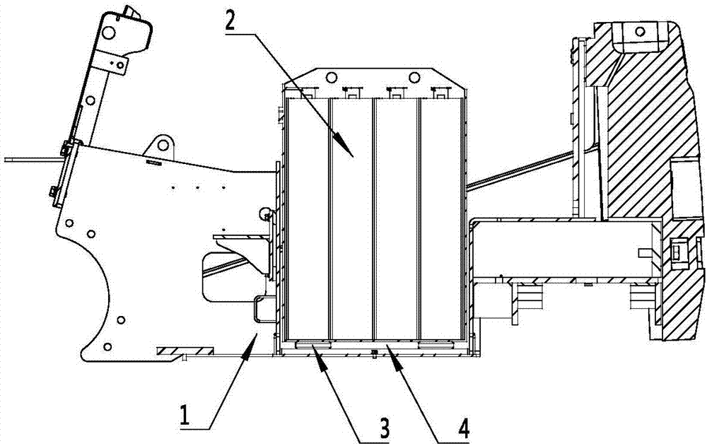 一种四支点蓄电池平衡重叉车蓄电池减震机构的制作方法