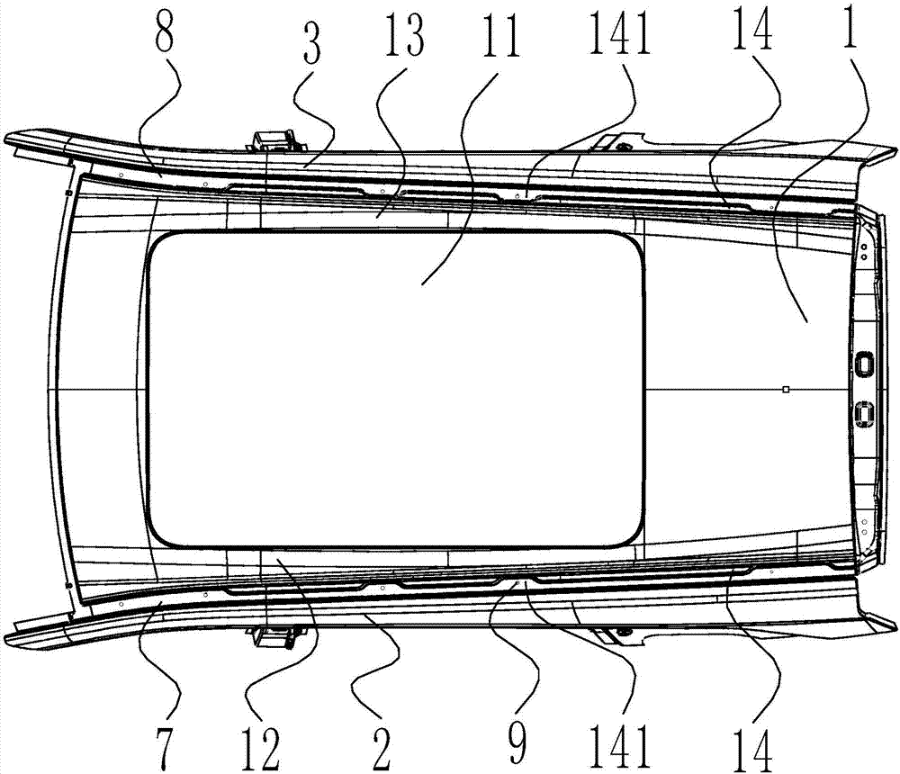 带有全景天窗的suv车身顶部结构的制作方法
