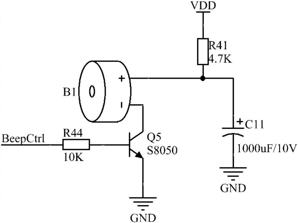 提高蜂鸣器响度和降低蜂鸣器及驱动电路干扰电源的电路的制作方法