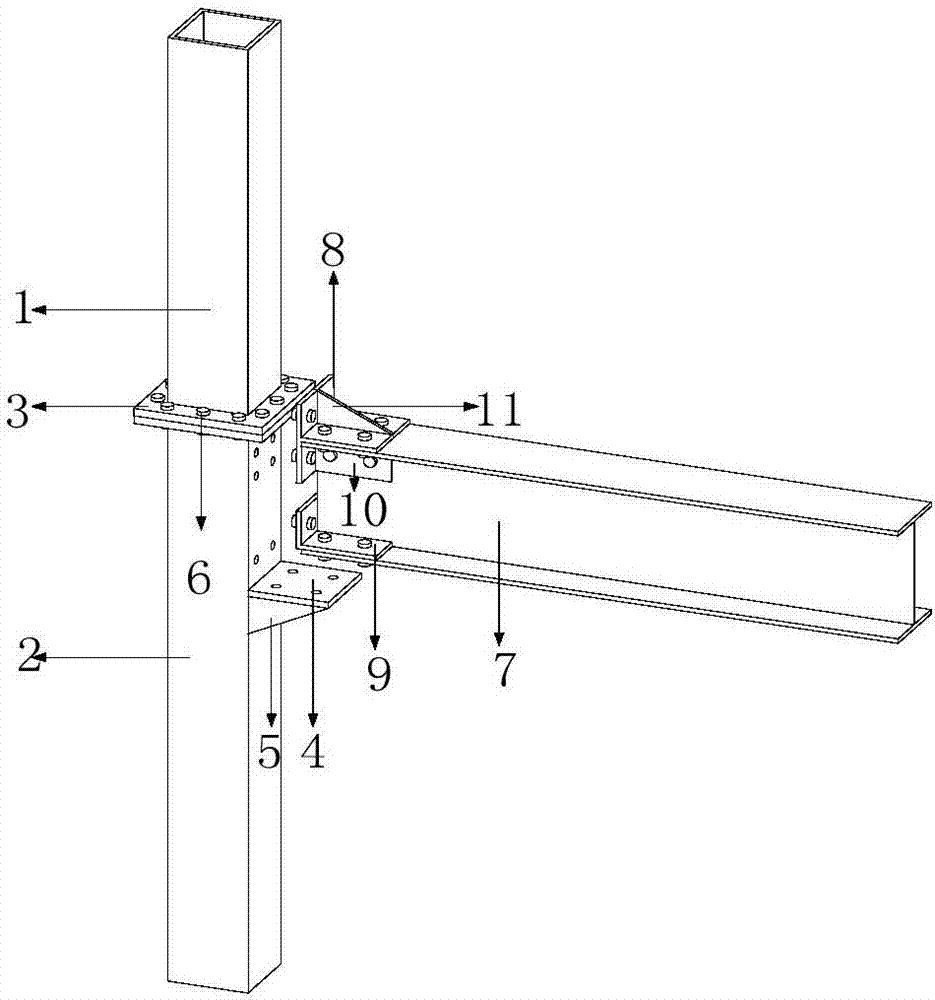 一种装配式钢结构方钢管柱梁柱节点T型盖板夹腹板连接装置的制作方法