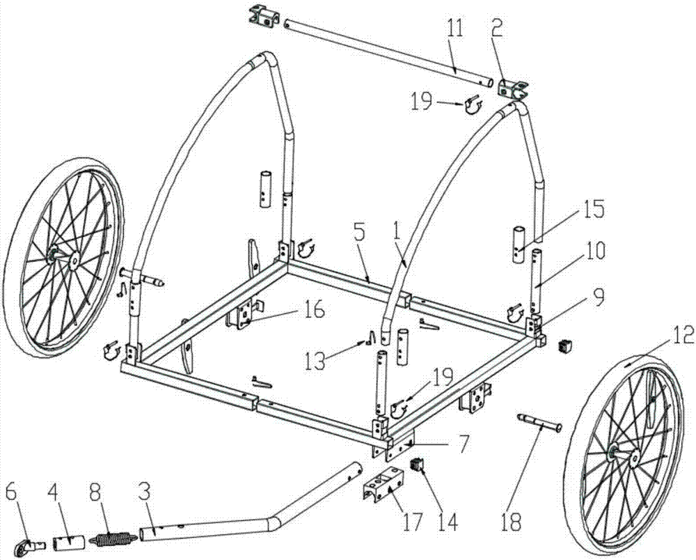 一种天篷管可收缩的自行车拖车的制作方法