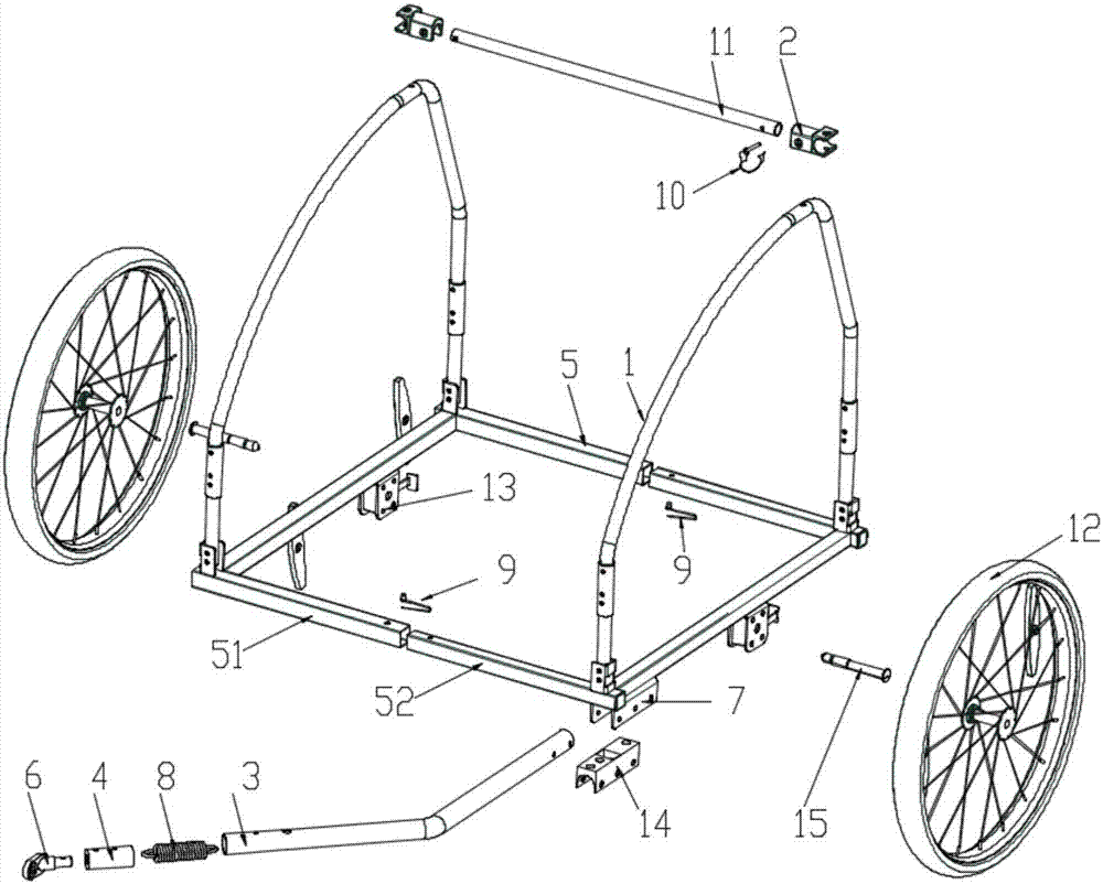一种座架管可收缩的自行车拖车的制作方法