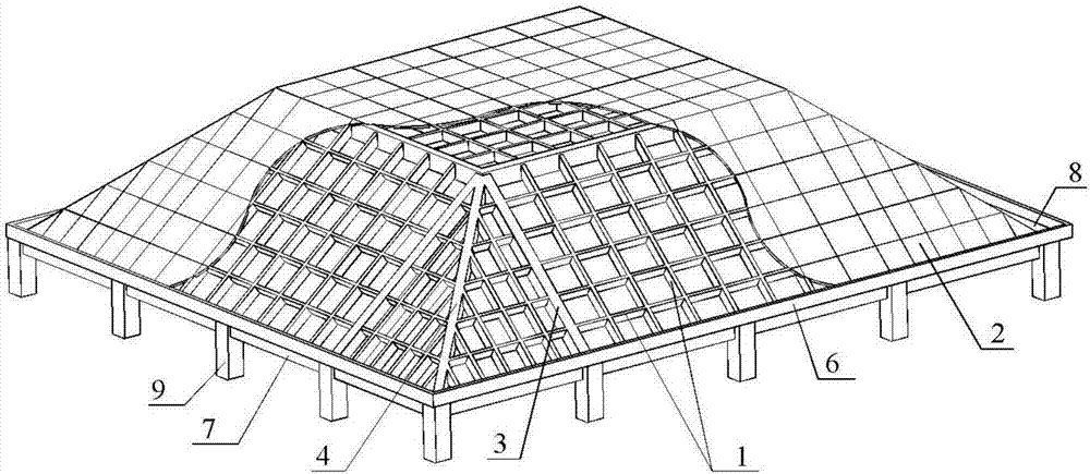 大跨度混凝土斗形网壳屋盖结构及其制作方法与流程