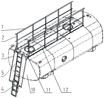 机械联动式油罐护栏及爬梯装置的制作方法