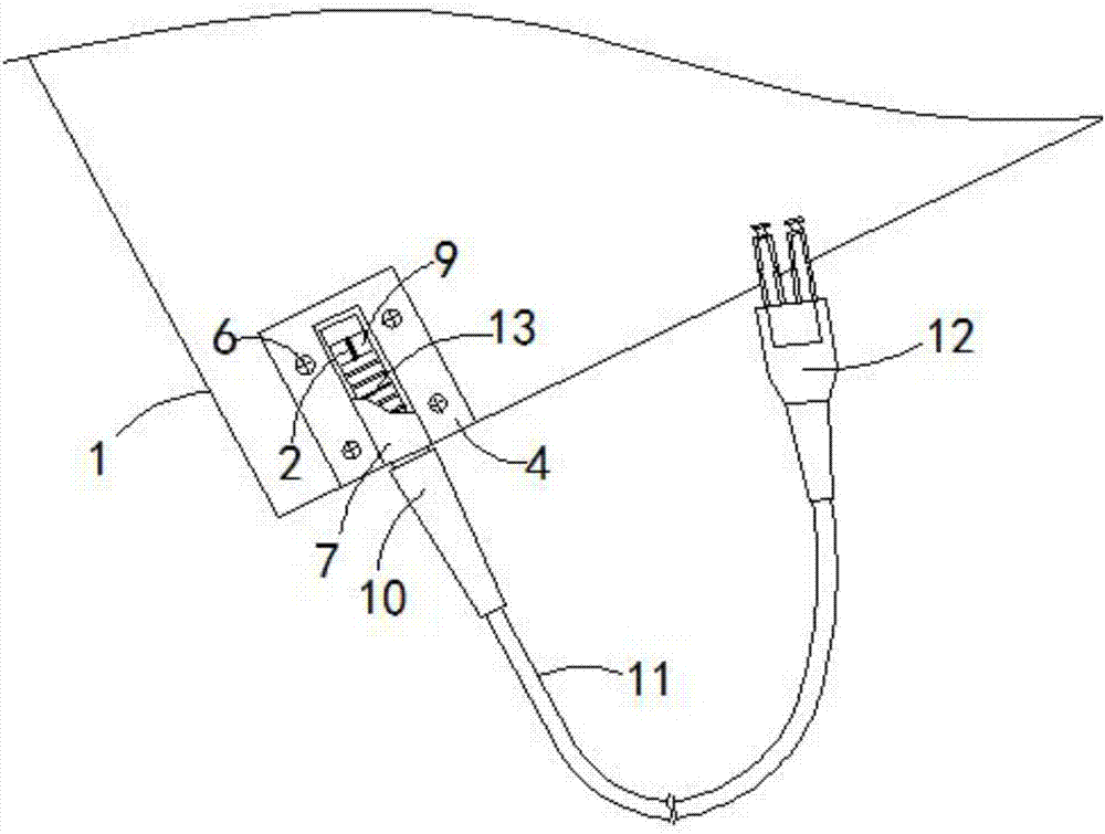 一种用于床垫传感器的出纤防护及固定结构的制作方法