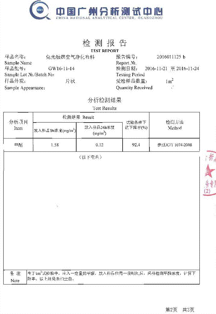 一种净化空气的免光触媒布料的制作方法