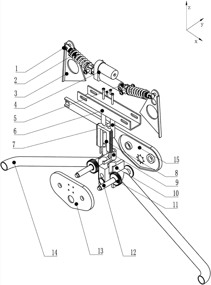 一种通过三点固定连接行走箱体的摇臂式悬架机构的制作方法