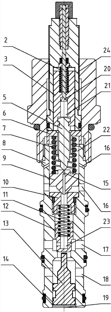 本实用新型涉及液压阀技术领域,具体涉及一种螺纹插装阀.