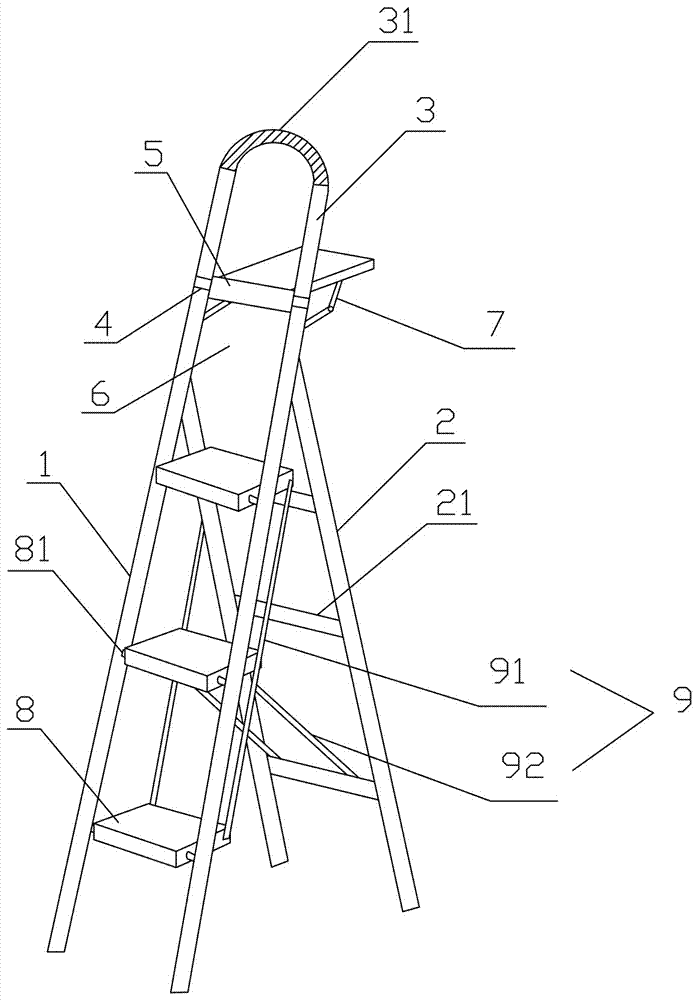 一种具有翻折式放置工作台的人字梯的制作方法