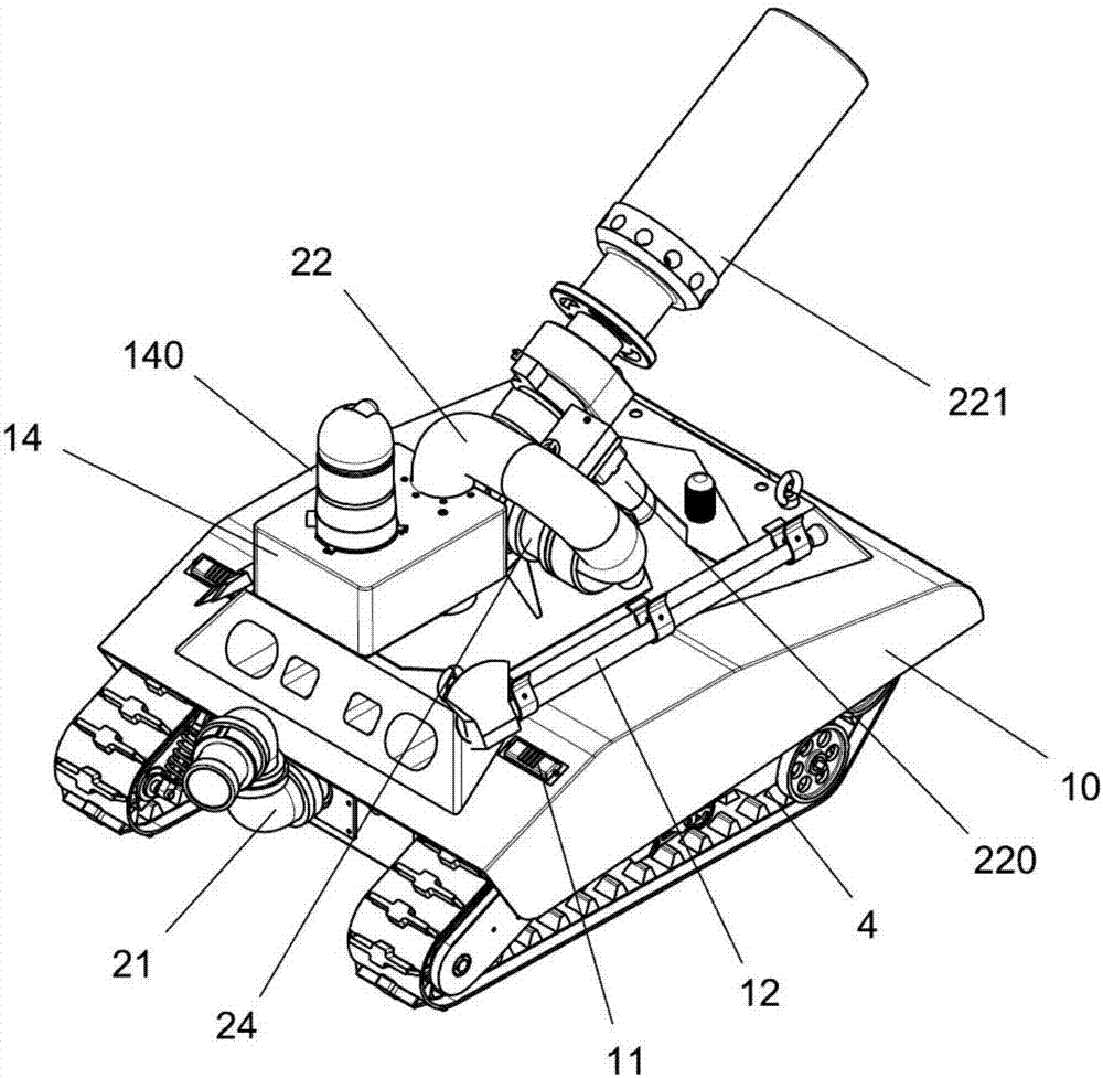 一种搭载大流量水炮的消防机器人的制作方法