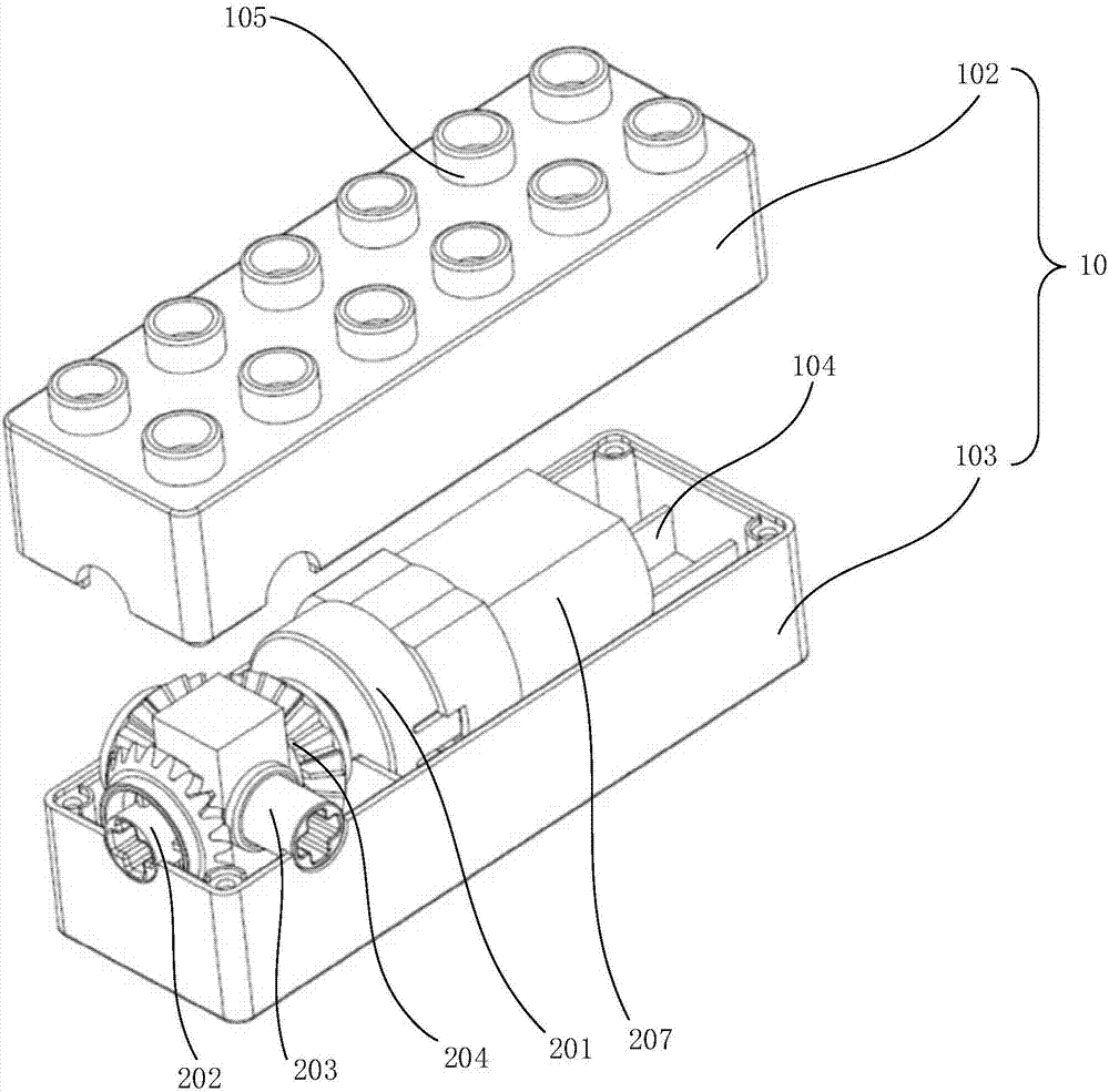 多输出齿轮箱及积木机器人的制作方法