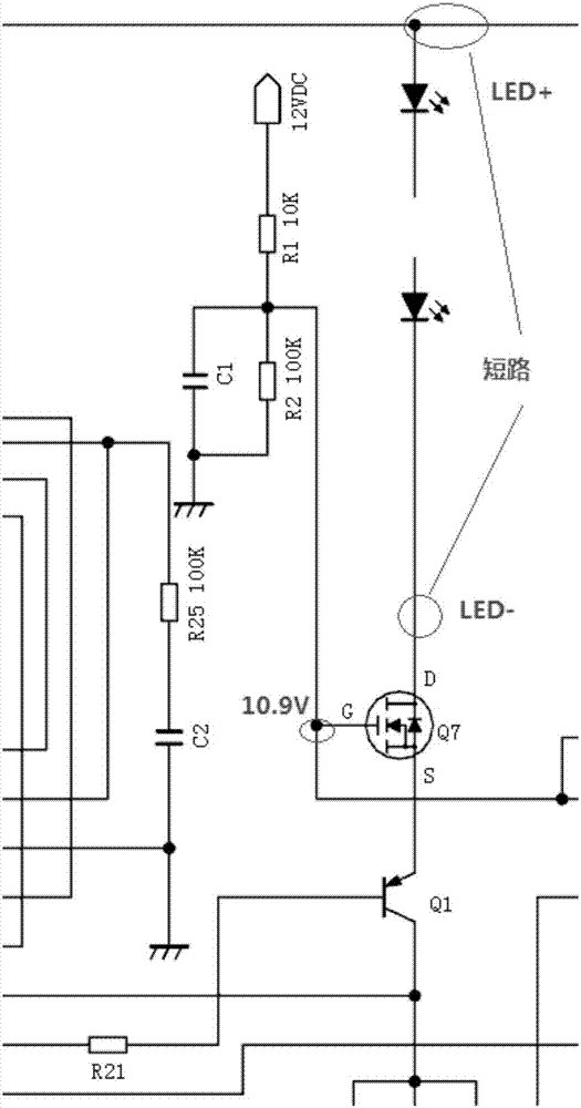 一种电子白板led短路时的保护电路的制作方法