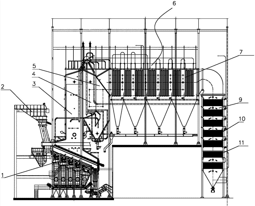 一种垃圾焚烧电厂用双烟道布置的超高压带再热器的锅炉的制作方法