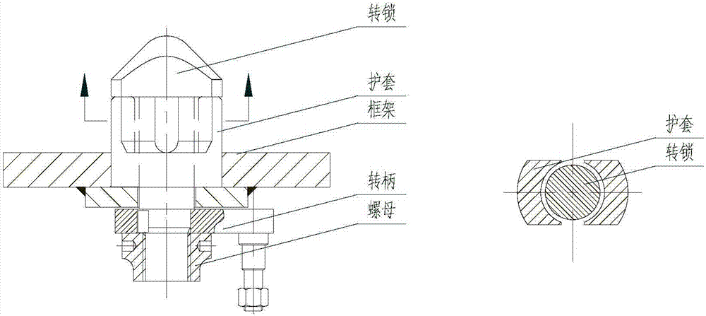 集装箱翻转设备用转锁机构的制作方法