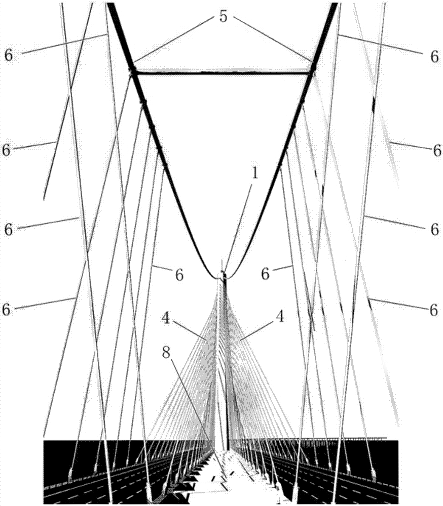 四索面同向回转斜拉索-悬索协作体系桥梁的制作方法