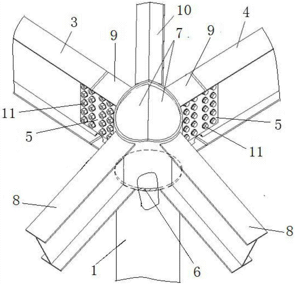 钢结构仿古建筑歇山屋面顶角柱梁相交节点结构的制作方法