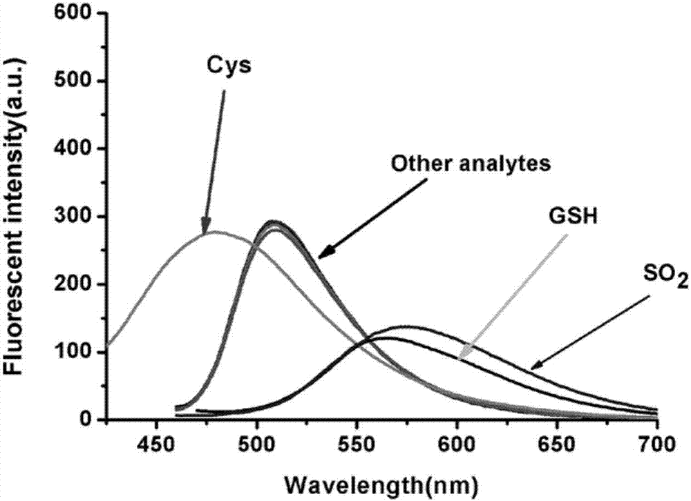 一种区分GSH、Cys、SO2荧光探针及其制备方法和应用与流程